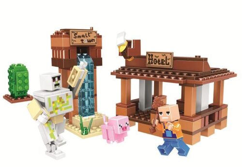 bộ lắp ghép Thị trấn nhỏ Minecraft Bela 11133 cho bé trai 6 tuổi giá rẻ, mô phỏng thế giới game với Golem Sắt, Steve và Heo.