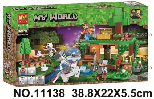 Hộp đồ chơi xếp hình Bela 11138 chủ đề Minecraft, gồm 327 chi tiết, quà tặng sáng tạo cho bé trai.