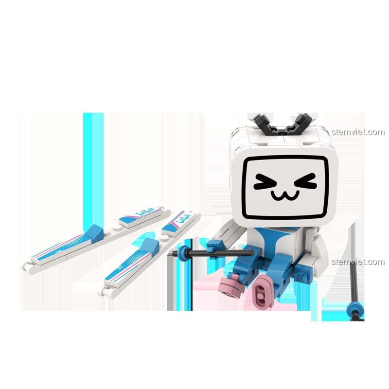 Mô hình Tivi Bilibili Boods của Bilibili với tư thế ngồi thư giãn, Tivi Bilibili trượt tuyết BilibiliBoodsTiviTruotTuyet kèm phụ kiện ván trượt.