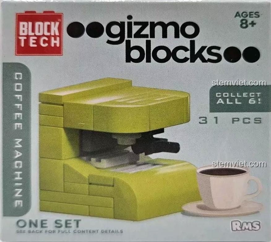 Mô hình máy pha cà phê Block Tech Gizmo Blocks 【未知】 bộ xếp hình gia dụng, 31 mảnh, trau dồi phối hợp tay mắt, giá đáng tiền.