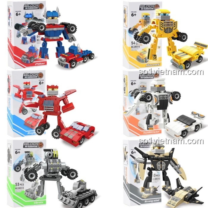 Các mẫu lắp ráp của đồ chơi robot biến hình Transformer BLOCK WARRIOR SM310