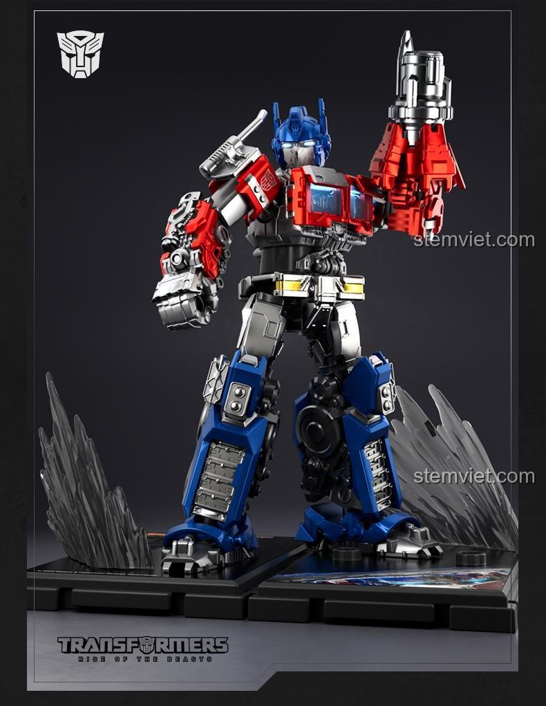 Mô hình Optimus Prime EX Blokees 71147 với tư thế hành động mạnh mẽ, thể hiện khả năng khớp nối linh hoạt, đồ chơi lắp ráp cho con trai 10 tuổi.
