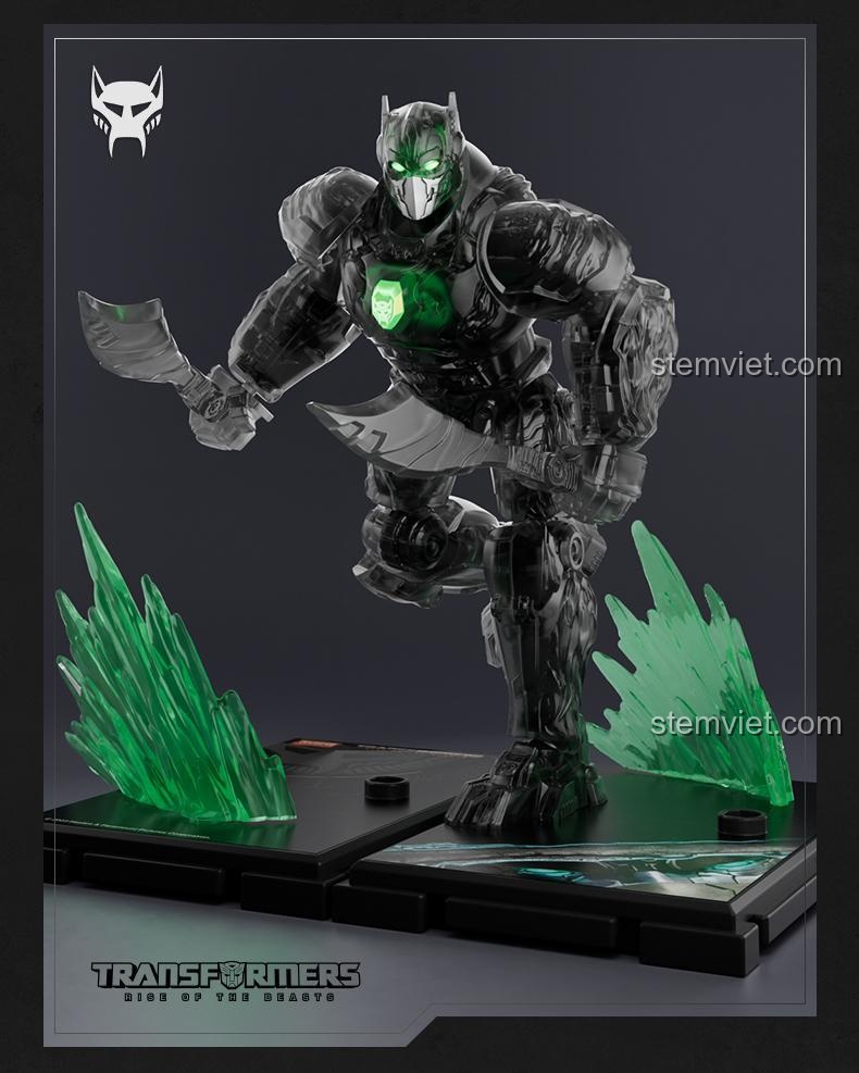 Primal Dạng Đêm Blokees 71147 trong tư thế nhảy, thể hiện sự linh hoạt và sức mạnh, đồ chơi lắp ráp chất lượng cao.