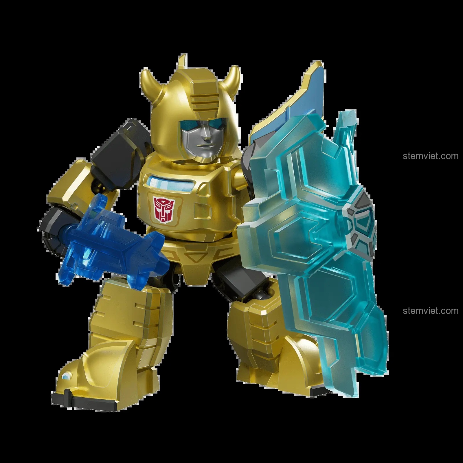 Bộ lắp ghép Robot Biến Hình Transformers Bumblebee chibi BLOKEES 71150 với khiên, đồ chơi xây dựng cho bé trai 10 tuổi