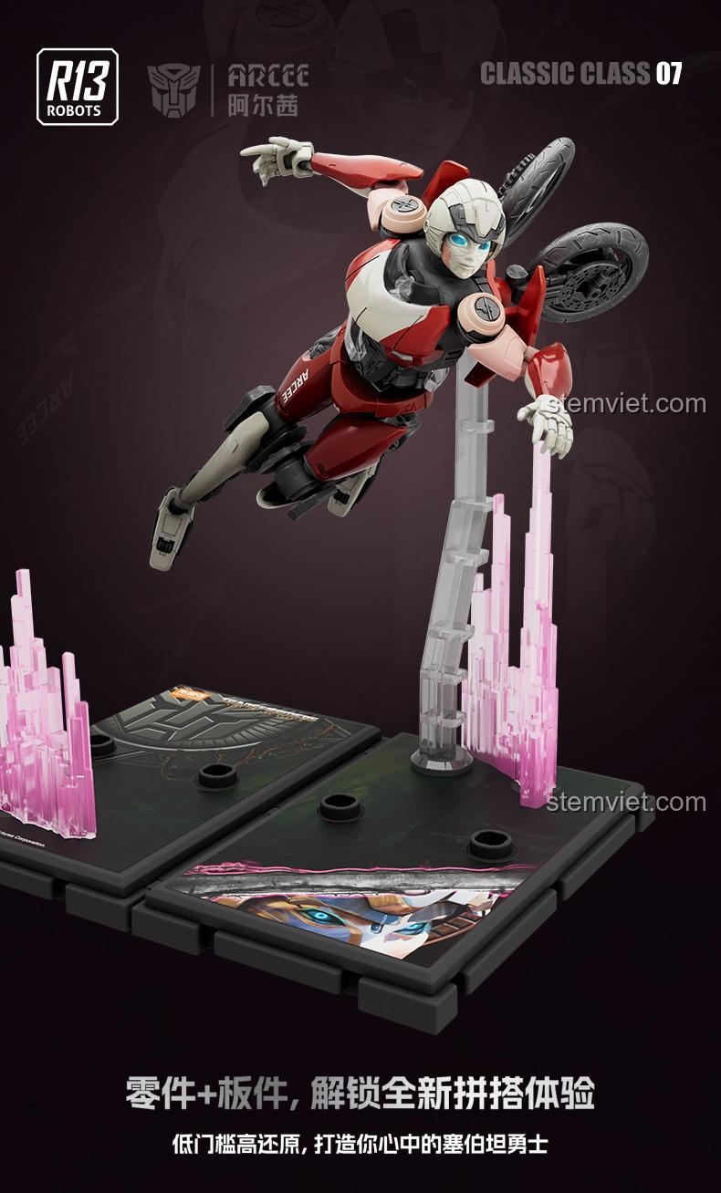 Các bộ phận và gợi ý biến hình của Bộ đồ chơi Robot biến hình Arcee Blokees 71152, giúp người chơi dễ dàng lắp ráp và chuyển đổi chế độ.