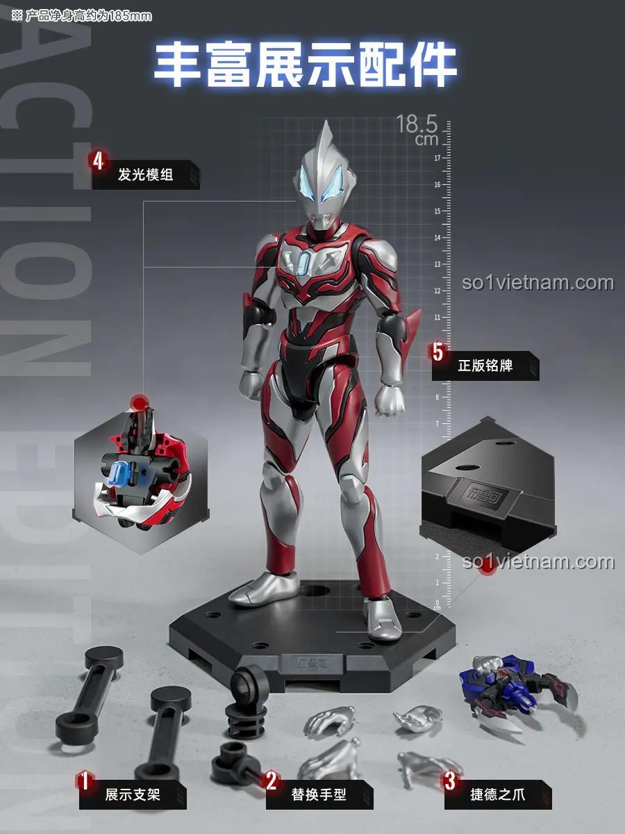 Các phụ kiện đi kèm mô hình Ultraman Geed Action Edition của Blokees