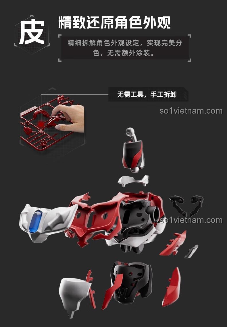 Chi tiết thân mô hình Ultraman Geed Action Edition của Blokees