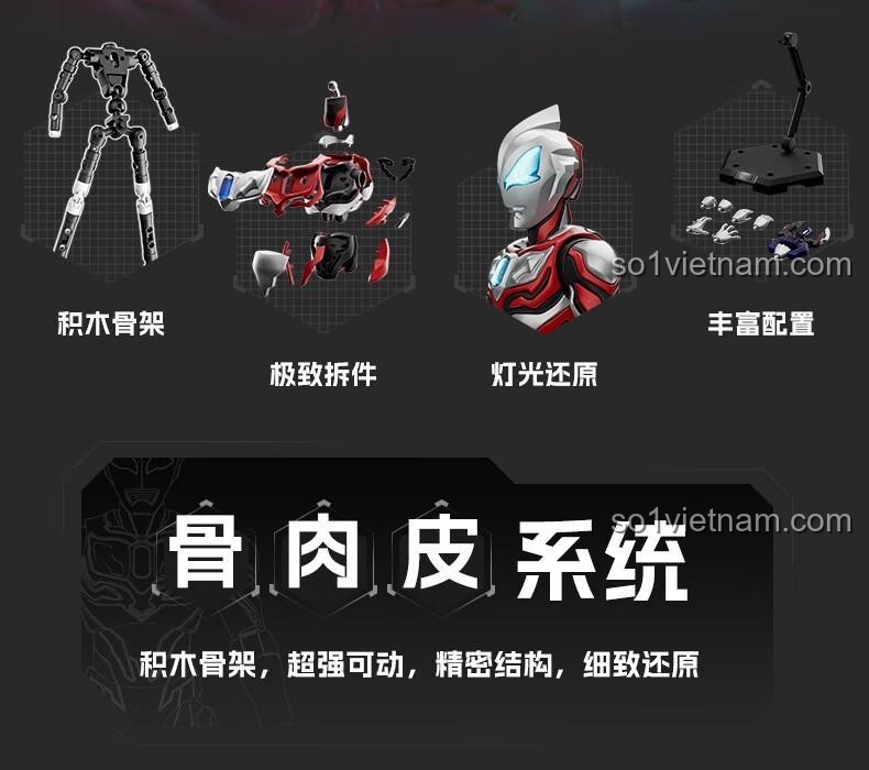 Khung xương của mô hình Ultraman Geed Action Edition của Blokees