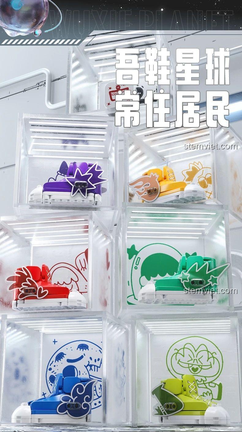 Bộ sưu tập mô hình giày BLOKEES 86130, trưng bày các mẫu giày sneaker đa dạng màu sắc, đồ chơi lắp ráp giày thời trang cho thanh niên 12 tuổi, giá tiết kiệm.