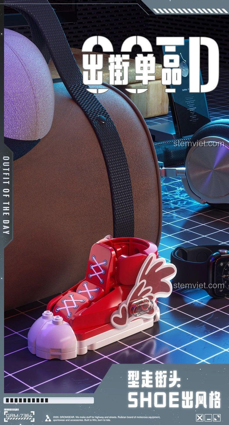 Mô hình giày BLOKEES 86130 màu đỏ, phụ kiện thời trang độc đáo, đồ chơi lắp ráp giày sneaker phong cách, cho thanh niên yêu thời trang, giá trị cao.