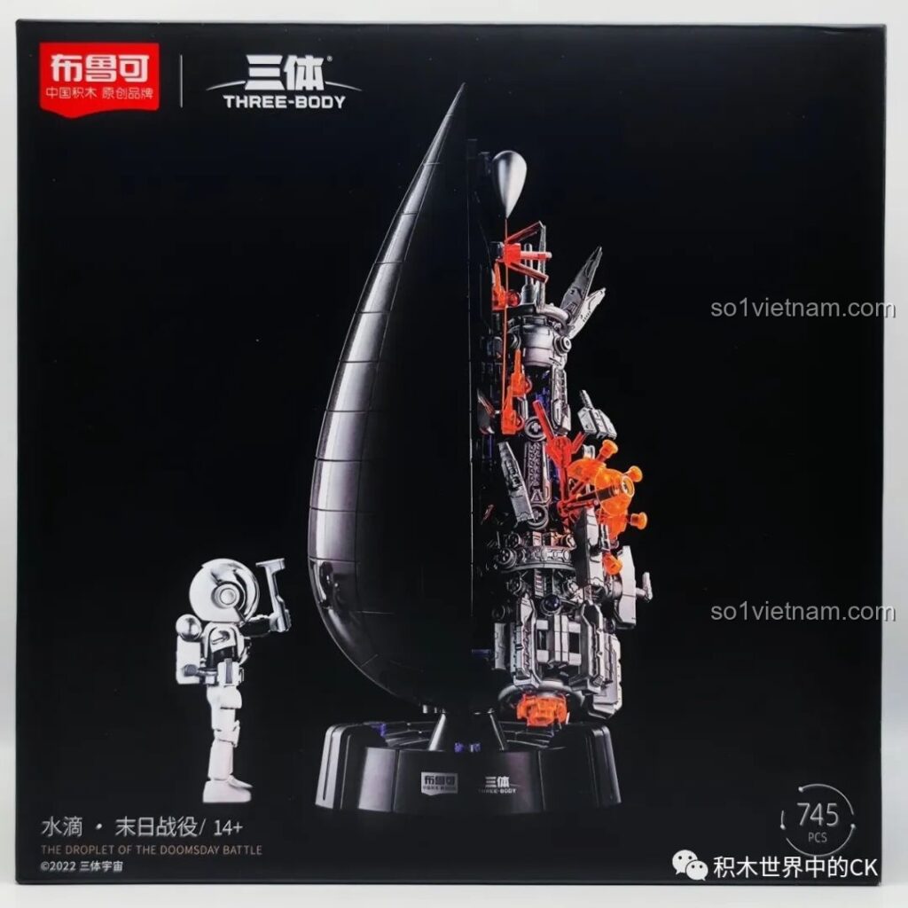 Hộp sản phẩm BLOKEES Tam Thể: Giọt Nước - Trận Chiến Tận Thế với hình ảnh mô hình và nhân vật Đinh Nghi