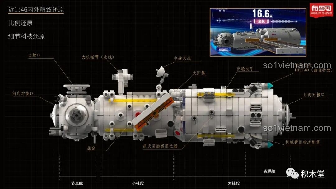 Phi hành gia của BLOKEES 81102 đứng trên cánh tay robot