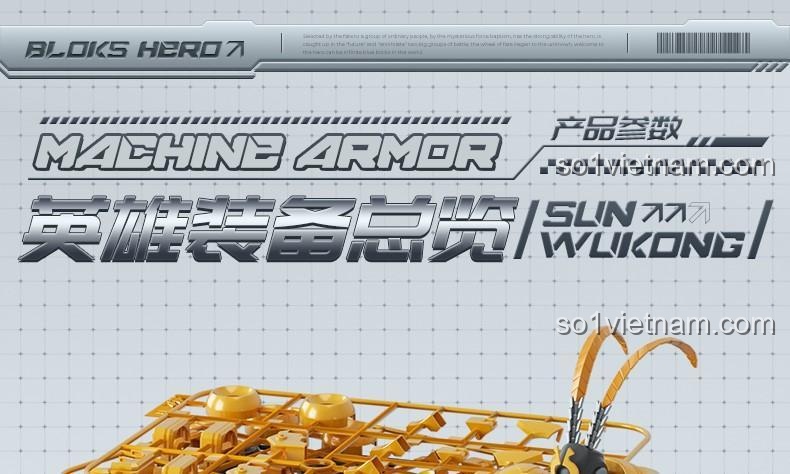 So sánh kích thước và hình dáng của robot Tôn Ngộ Không Cự Viên Giáp BLOKS HERO 85010