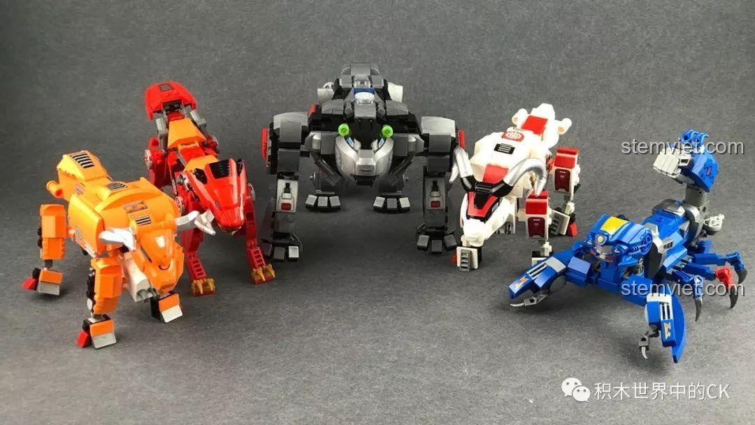 Bộ 5 robot quái thú của series Hạch Tinh Thiếu Niên QMAN tụ họp, chuẩn bị cho màn kết hợp hoành tráng.