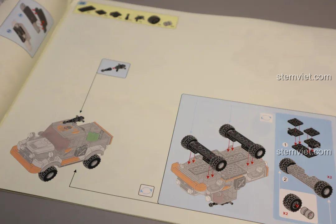 Các nhân vật và mô tô đi kèm bộ GUDI 20107.