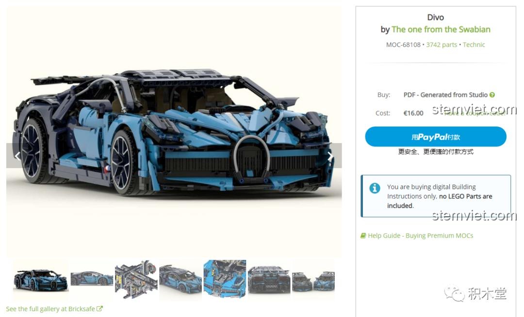 Hộp đồ chơi lắp ráp Bugatti Divo Taigaole T5004