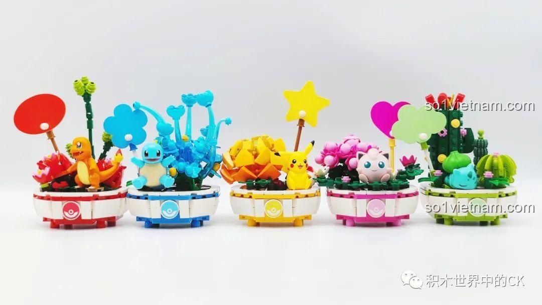 Các thành phẩm bộ lắp ráp Chậu Cây Pokemon Keeppley nhìn từ bên cạnh khác