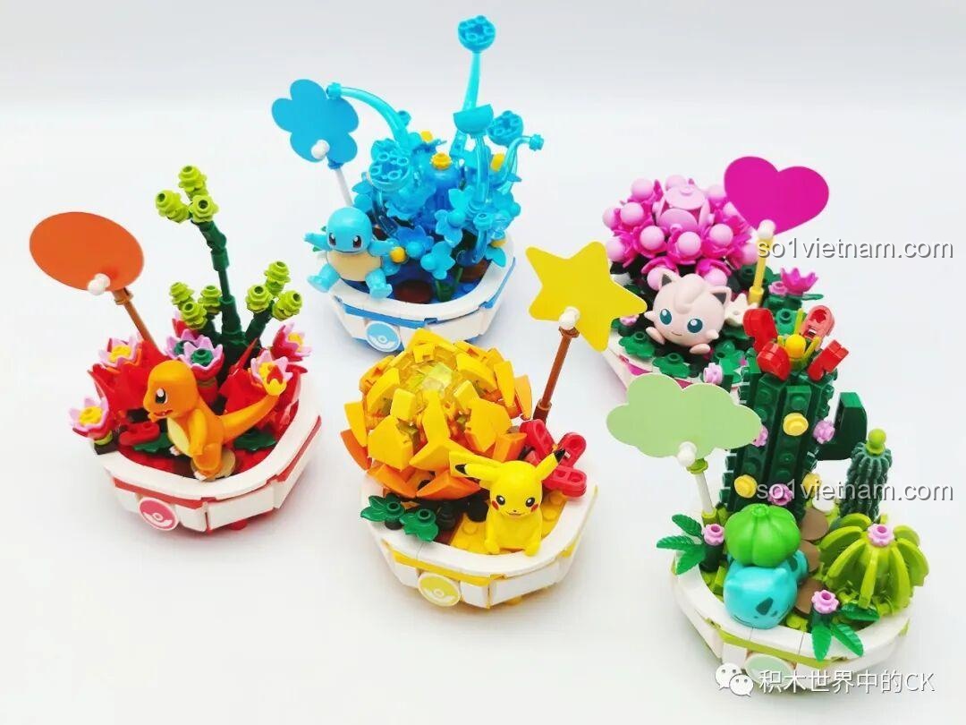Các thành phẩm bộ lắp ráp Chậu Cây Pokemon Keeppley nhìn từ bên cạnh