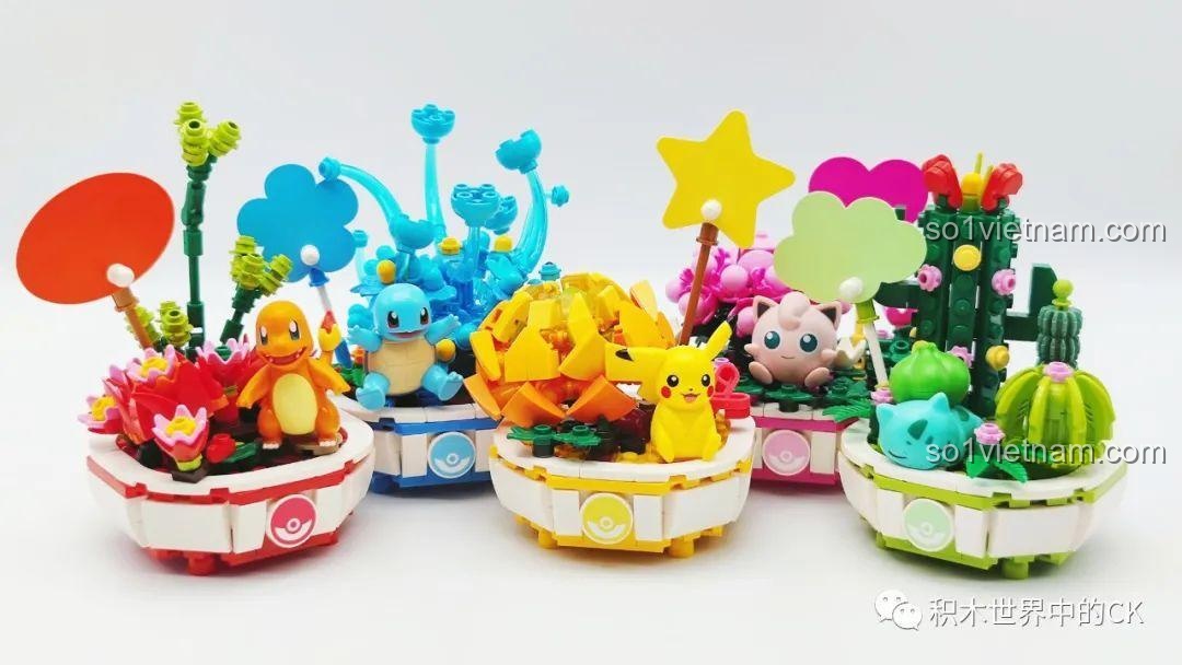 Các thành phẩm bộ lắp ráp Chậu Cây Pokemon Keeppley nhìn từ phía trước