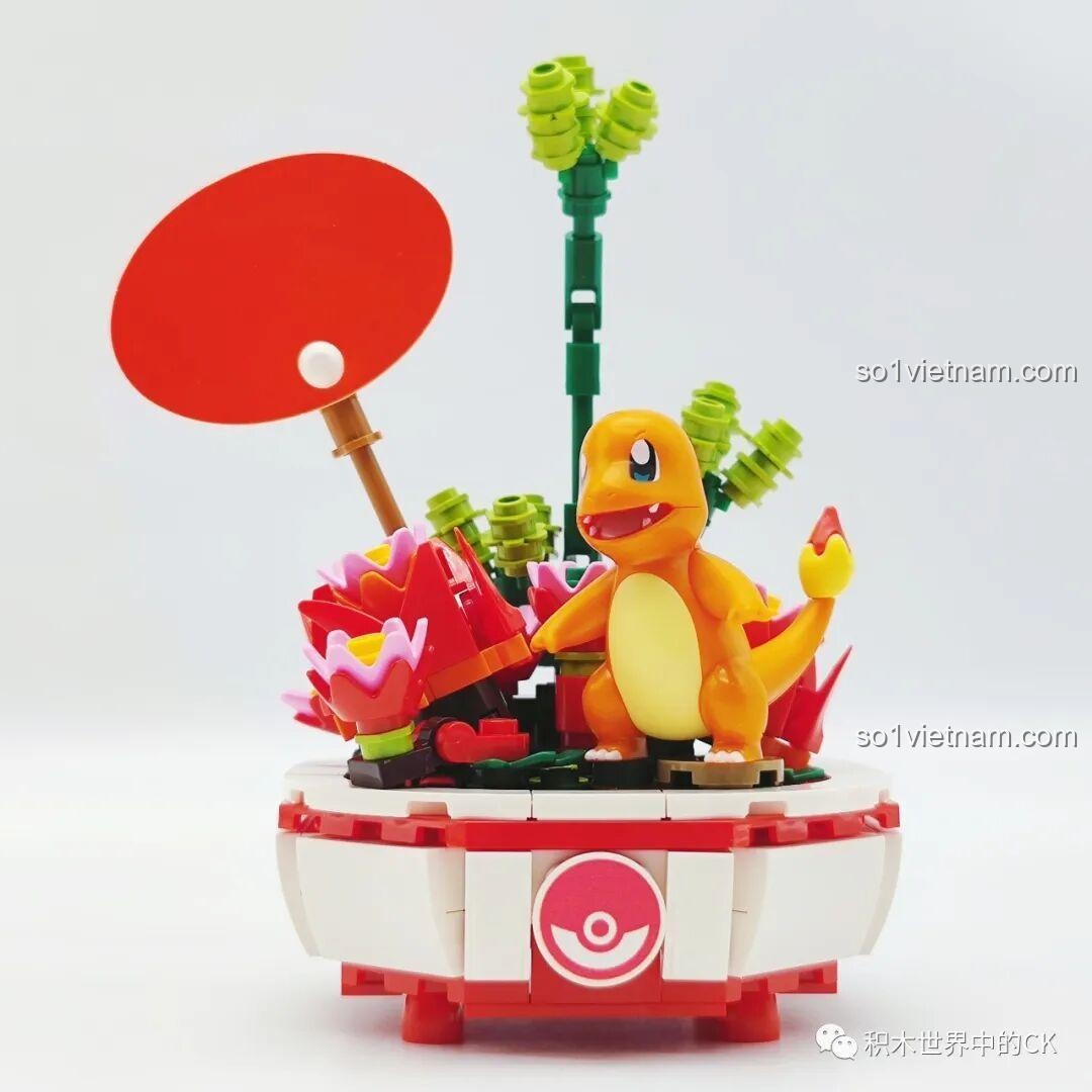 Chi tiết lắp ráp bộ Chậu Cây Pokemon Keeppley mẫu Charmander - Bước 1