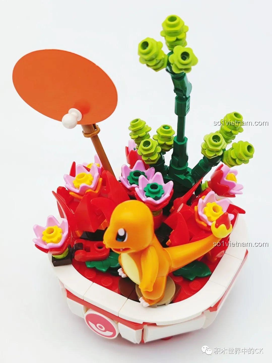 Chi tiết lắp ráp bộ Chậu Cây Pokemon Keeppley mẫu Charmander - Bước 2