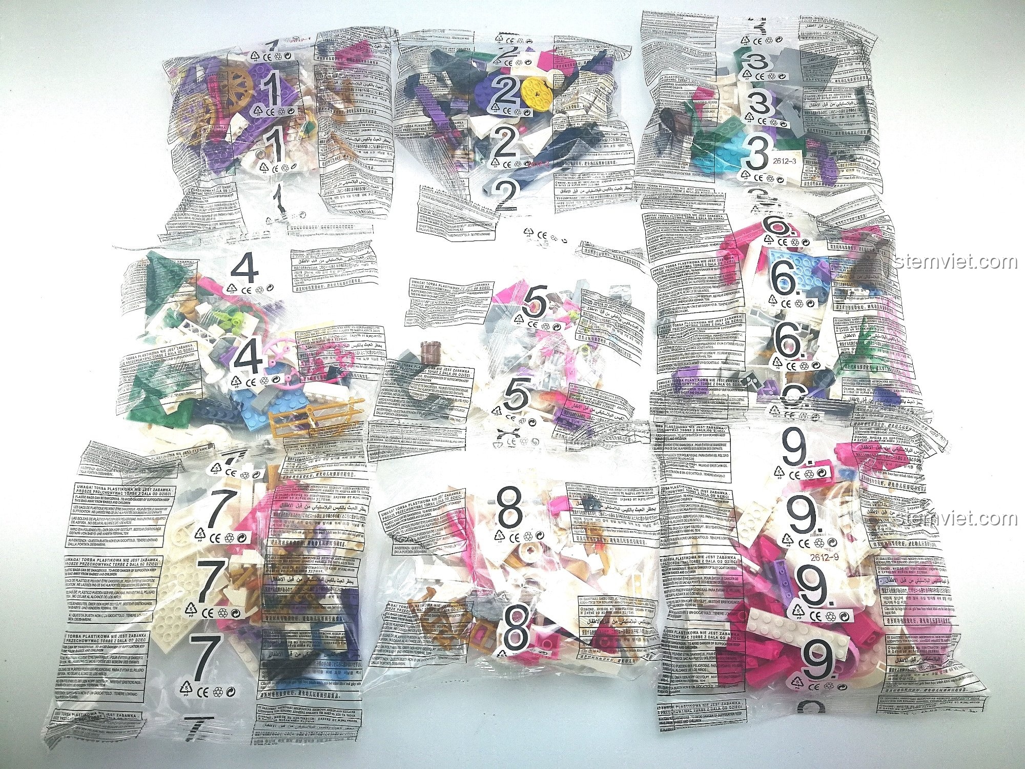 Các túi mảnh ghép được đóng gói khoa học của bộ Enlighten 2612