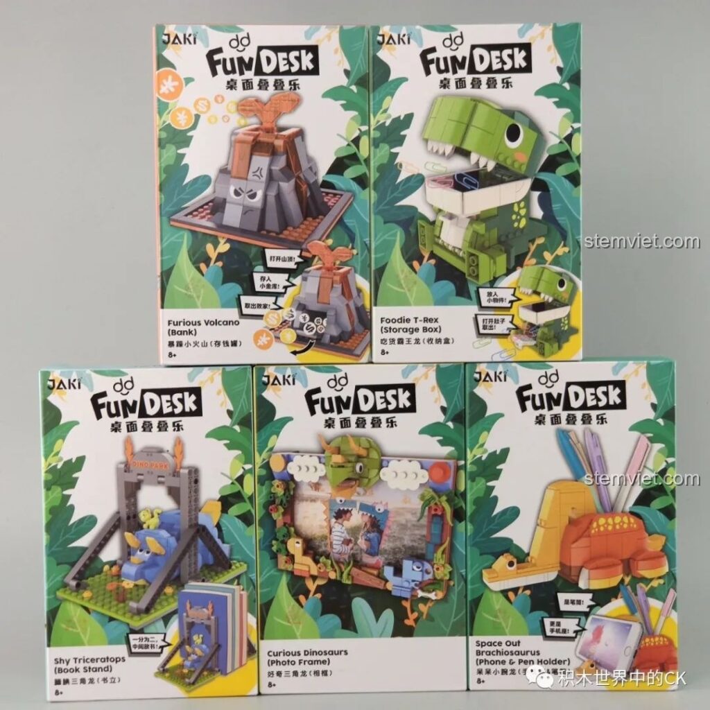 Bộ lắp ráp khủng long Fun Desk JAKI gồm 5 hộp đồ dùng học tập sáng tạo cho bé
