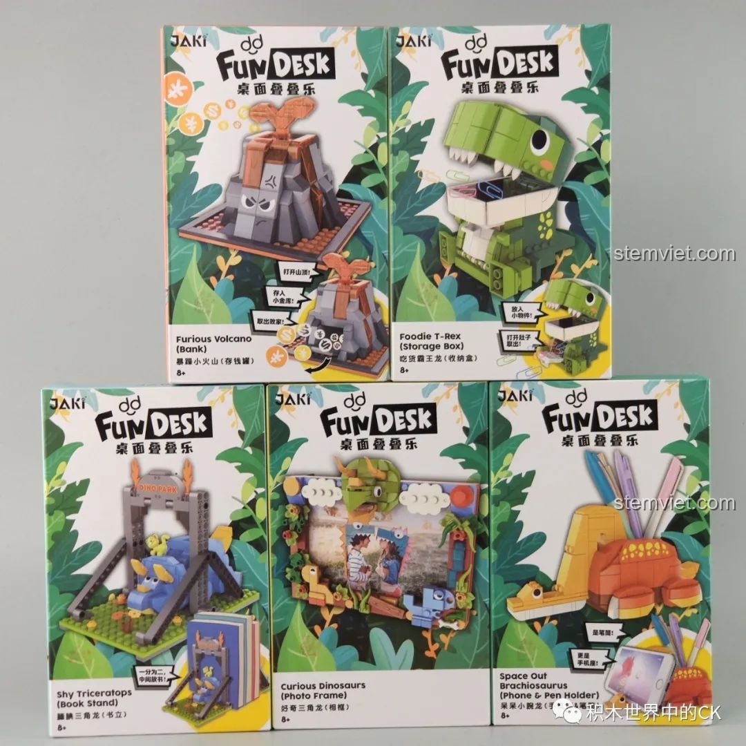 Bộ lắp ráp khủng long Fun Desk JAKI gồm 5 hộp đồ dùng học tập sáng tạo cho bé