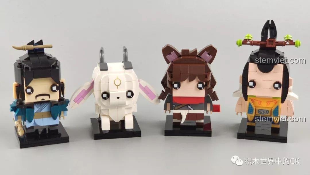 Bộ sưu tập 4 mô hình đồ chơi lắp ráp Keeppley A0122-A0125 Khương Tử Nha, Tứ Bất Tượng, Tiểu Cửu, Thân Công Báo từ góc khác