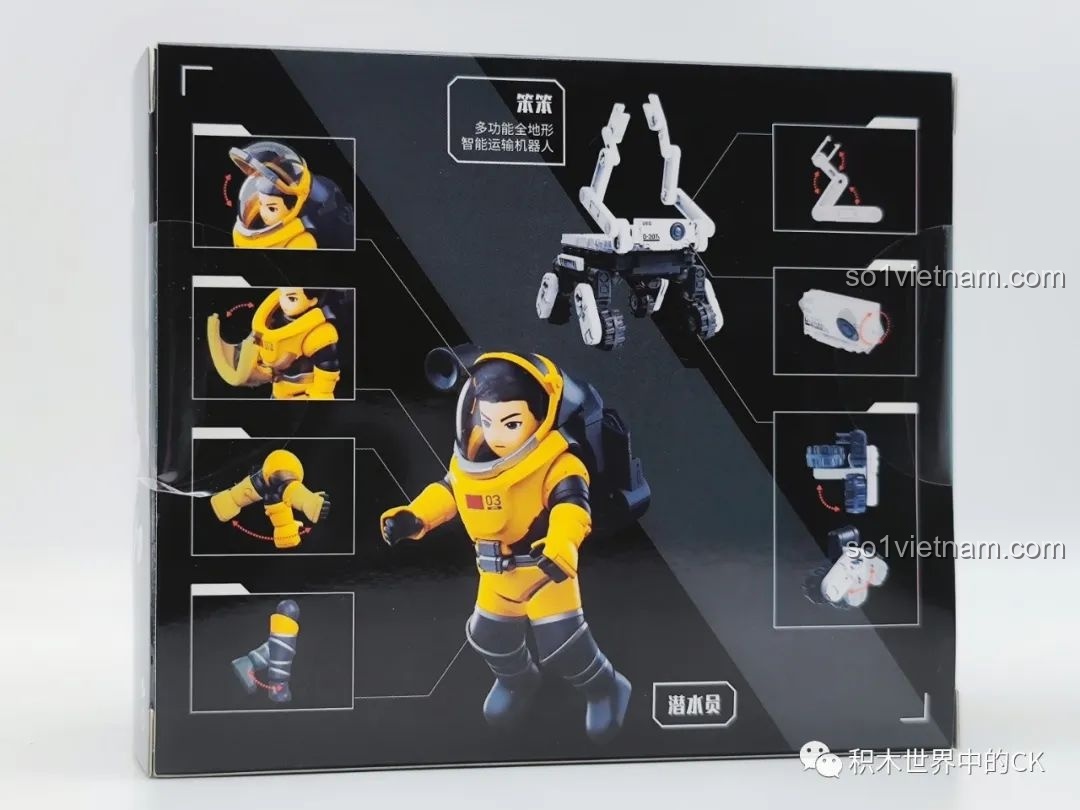 Mặt sau hộp bộ lắp ráp Lưu Lạc Địa Cầu 2 Thợ Lặn & Benben, giới thiệu chi tiết sản phẩm