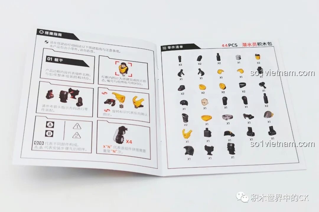 Các túi mảnh ghép của bộ đồ chơi Lưu Lạc Địa Cầu 2 Thợ Lặn & Benben