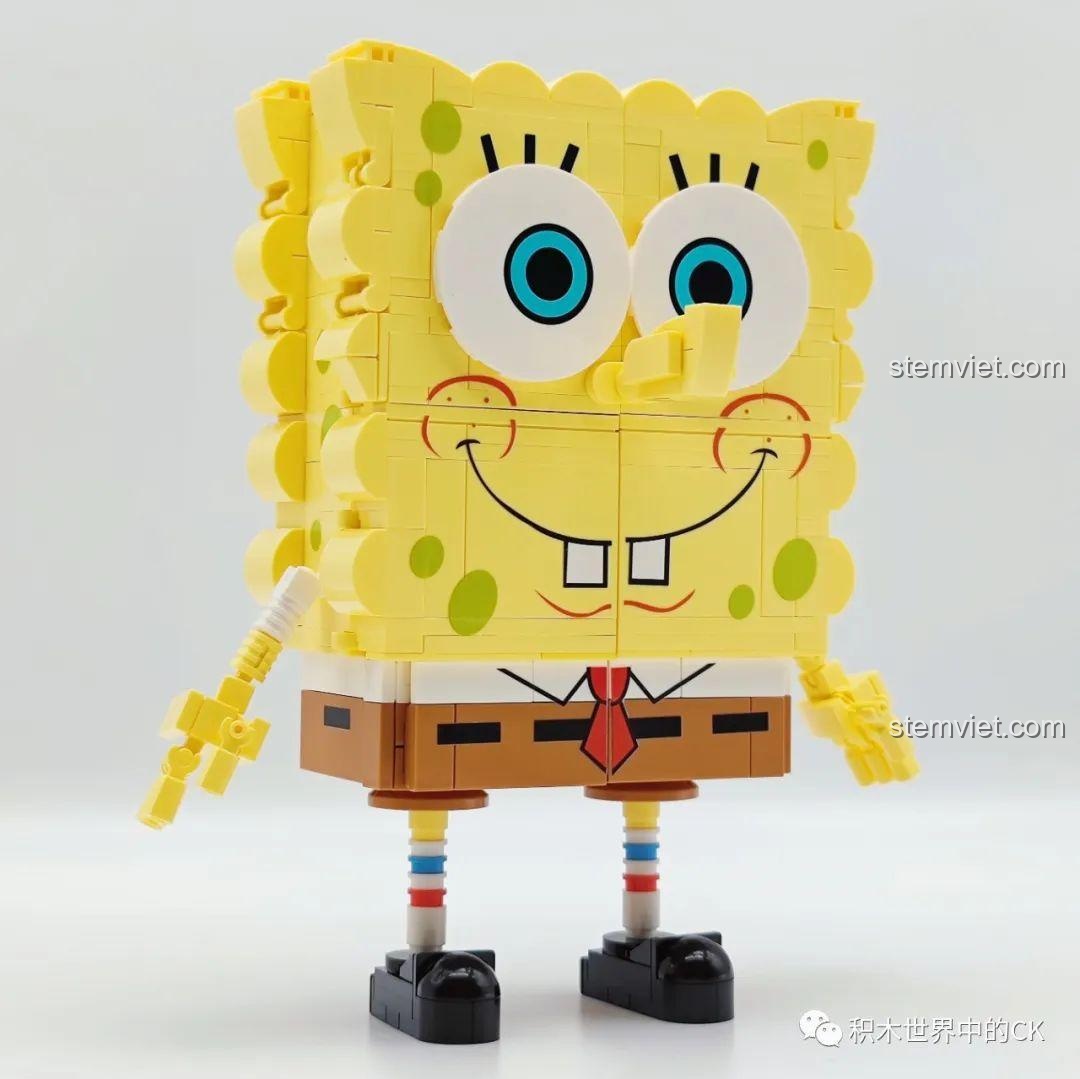 Cận cảnh khuôn mặt Spongebob với các chi tiết màu sắc