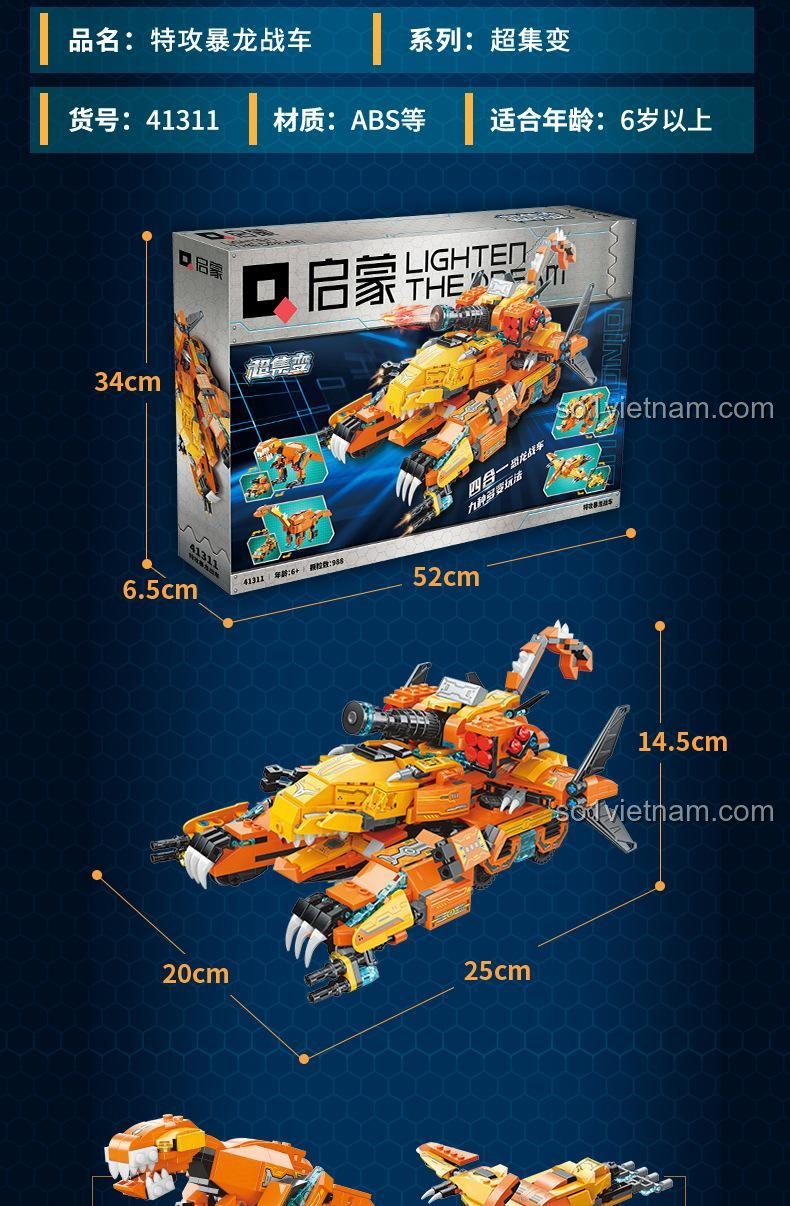 Bộ lắp ráp Xe Chiến Khủng Long Tấn Công Qman 41311, hướng dẫn lắp ráp chi tiết, đồ chơi giáo dục cho bé