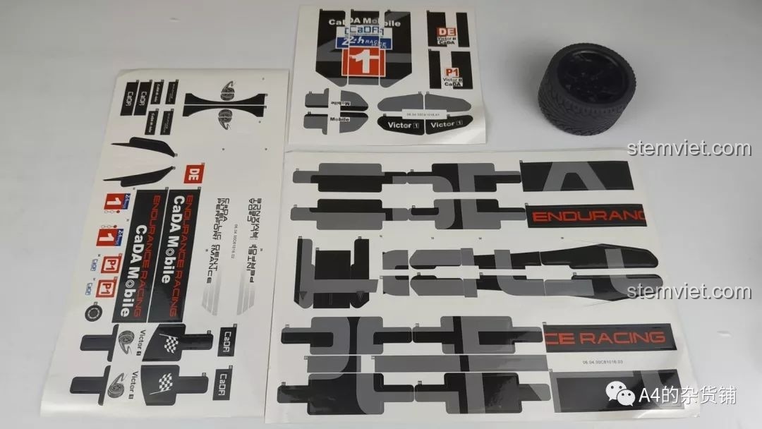 Ba tấm decal (sticker) lớn đi kèm bộ CaDA C61016 để trang trí cho xe đua Porsche 919 Hybrid.