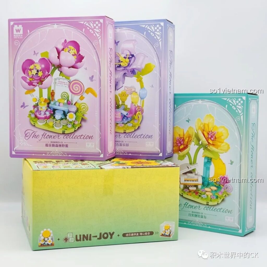 Các hộp của bộ sưu tập hoa lớn và hộp bộ sưu tập 9 chậu hoa nhà kính AULDEY, đồ chơi giáo dục cho bé gái.