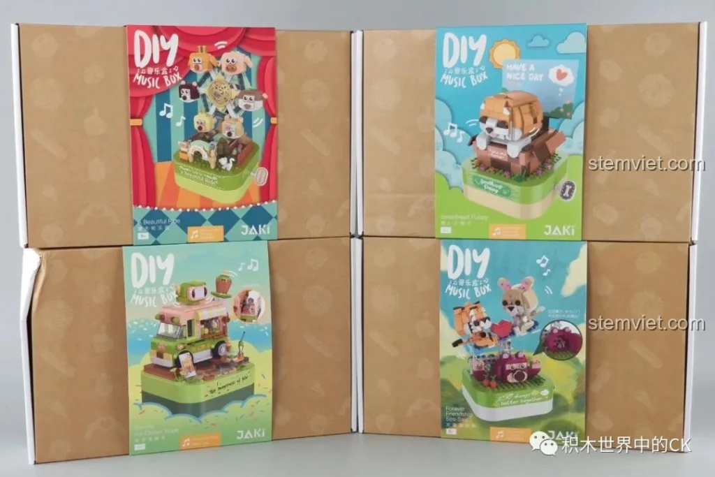 Bộ sưu tập hộp nhạc lắp ráp JAKI DIY Music Box đa dạng mẫu mã, review hộp nhạc xe kem ngọt ngào JK1605