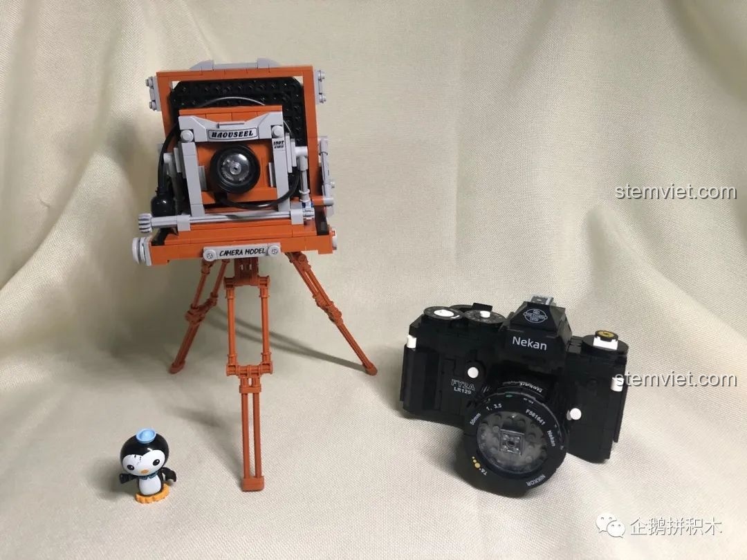 Bộ sưu tập mô hình máy ảnh lắp ráp, bao gồm Máy Ảnh Kỹ Thuật Số Nekan FY2A LR129 (00844), dành cho người yêu đồ chơi.
