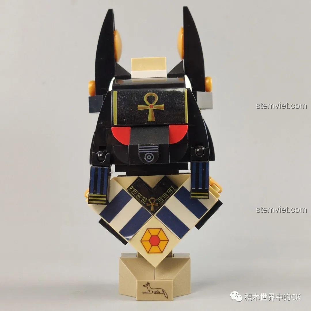 Toàn bộ 6 mô hình tượng thần Ai Cập bao gồm Pharaoh, Bastet, Horus, Sobek, Anubis, Nhân Sư từ bộ lắp ráp ZHEGAO CW2002A đã hoàn thành và trưng bày.