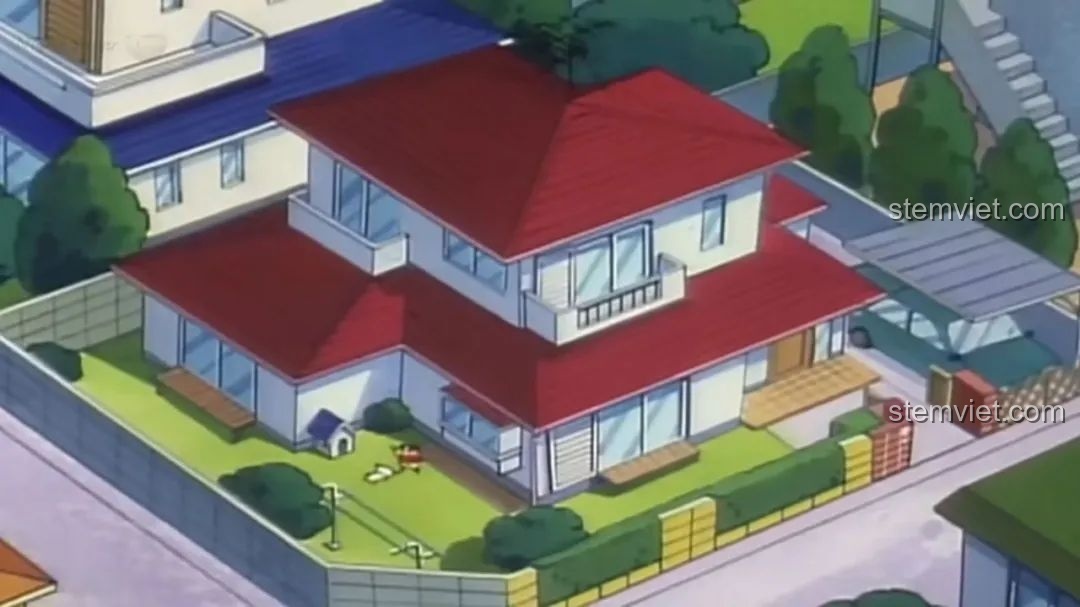 Hình ảnh ngôi nhà của Shin-chan trong bộ phim hoạt hình Crayon Shin-chan, làm hình mẫu để so sánh với bộ lắp ráp.