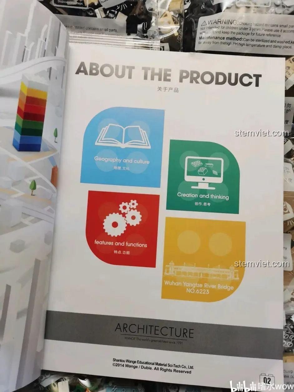 Trang giới thiệu sản phẩm trong sách hướng dẫn của bộ lắp ráp Cầu Trường Giang Vũ Hán WANGE 6223.