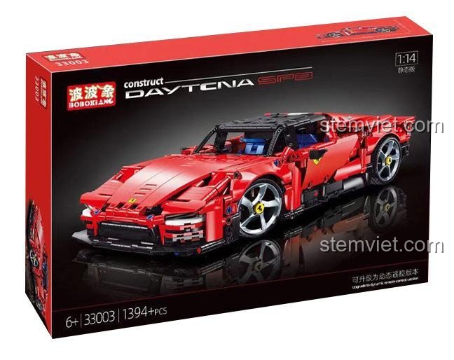 Mô hình đồ chơi lắp ráp siêu xe Ferrari Daytona SP3 33003 của BoboXiang, tỉ lệ 1:14, màu đỏ rực rỡ, dành cho bé trai 6 tuổi, giá rẻ.