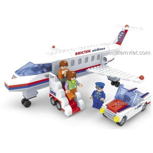 Đồ chơi mô hình Máy bay chở khách BRIC TEK 21522, bộ lắp ghép Sân bay hoàn chỉnh, phù hợp bé trai 6 tuổi