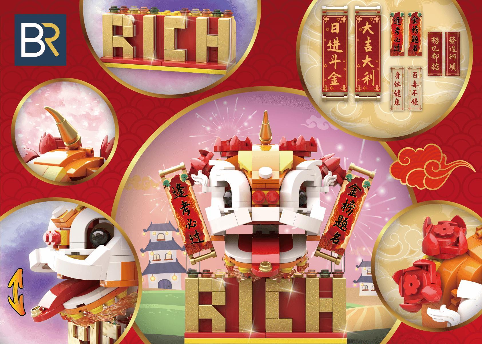 Bộ đồ chơi Đầu Lân Brickable BR6001 với thiết kế độc đáo, miệng lưỡi cử động, phù hợp cho bé trai 6 tuổi, mang lại trải nghiệm lắp ráp sáng tạo và giá trị cao.