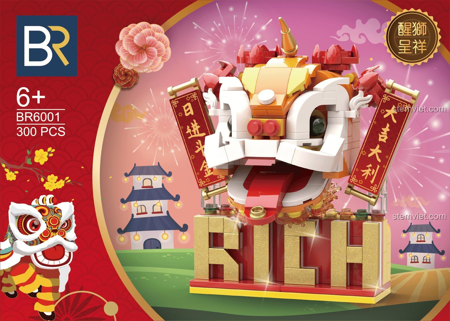 Hộp bộ lắp ghép Mô hình Đầu Lân Brickable BR6001, 300 mảnh, dành cho bé 6 tuổi, chất lượng tốt, giá tiết kiệm.