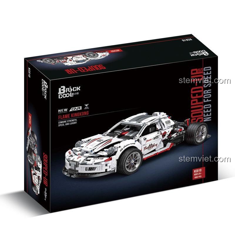 Hộp đồ chơi mô hình BrickCool KC010 Xe đua độ Flame Kingkong, món quà giá tốt cho bé trai mê tốc độ.