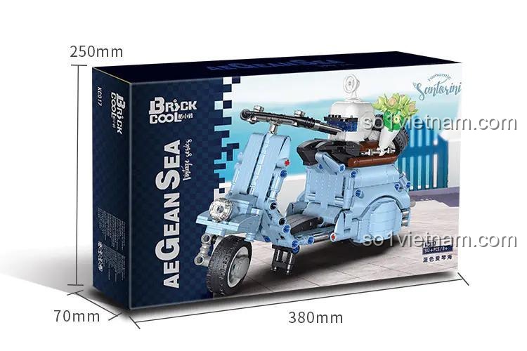 đồ chơi lắp ráp BrickCool KC017 Xe Vespa 125, hộp đồ chơi có kích thước, cho con trai 8 tuổi, giá rẻ