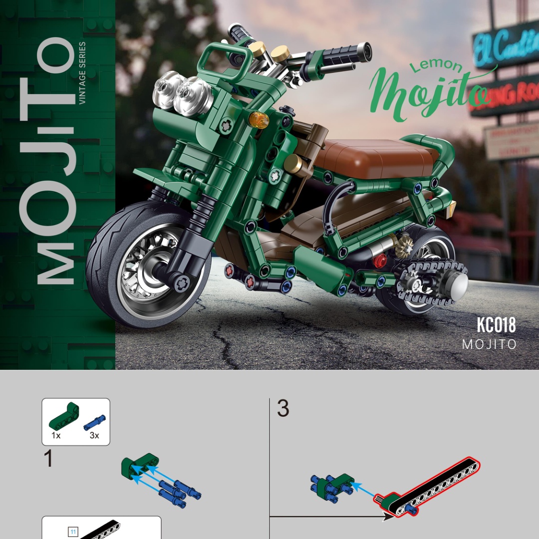 Mô tô Honda Rukus Mojito Chanh BrickCool KC018 Hướng dẫn lắp ghép Xe máy phong cách retro