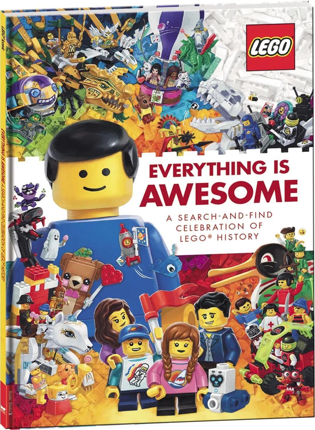 Sách lịch sử LEGO® Buster Books ISBN9780593430255, sách tìm kiếm LEGO® giá tốt, phát triển quan sát cho bé 6 tuổi, bìa sách Everything Is Awesome.