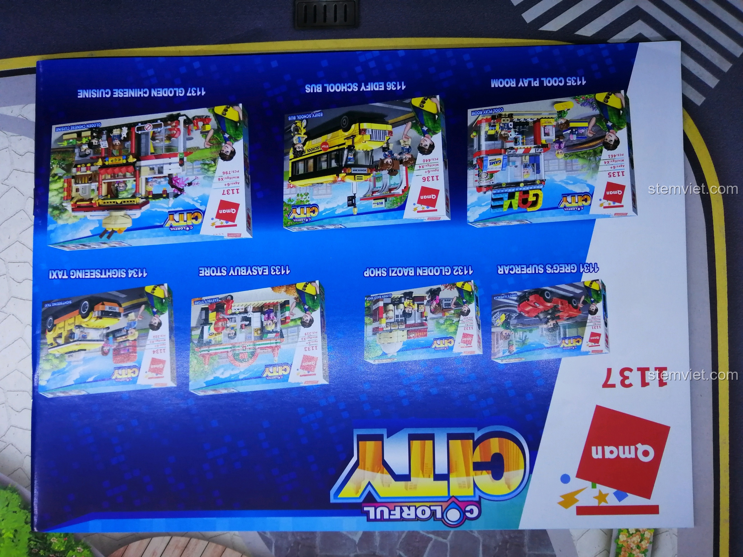 Mặt sau hộp QMAN 1137 giới thiệu các bộ lắp ráp khác trong cùng series Colorful City của hãng.