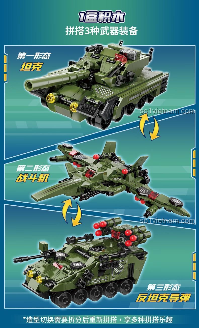 Các kiểu lắp ráp của bộ đồ chơi Vũ Trang Tiên Phong Qman 42112